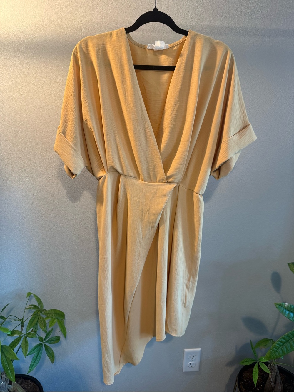 Raw Edge Beige Wrap Dress Size Medium